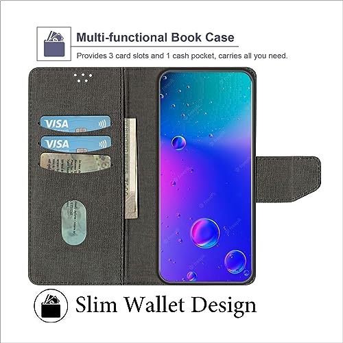 SBMS Flip Cover for Motorola Moto G67 Power 5G / Moto G57 Power Back Cover Case with Magnatic Closure | Genuine Leather Finish | Inbuilt Stand | Card & Money Pocket | Wallet Style Case (Mat Black) - Image 4
