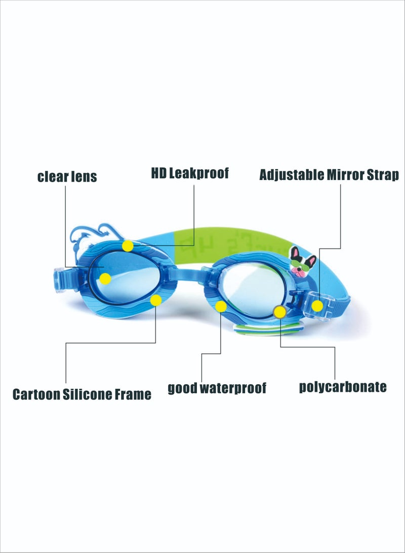 YouYou 3-Piece Set Children's Cartoon Silicone Anime Swimming Glasses Pool Boys Swimming Training Diving Equipment (Grey) - Image 3