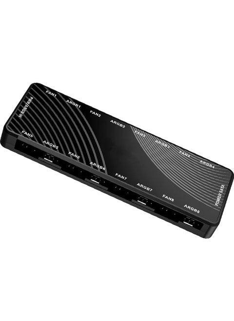 ARGB Fan HUB Controller, PWM Fan Hub Support 8 Groups of Fans for Addressable 5V 3Pin ARGB & 12V 4Pin PWM, 2-in-1 RGB Case Fan Hub with Hidden Magnetic Base and SATA Power
