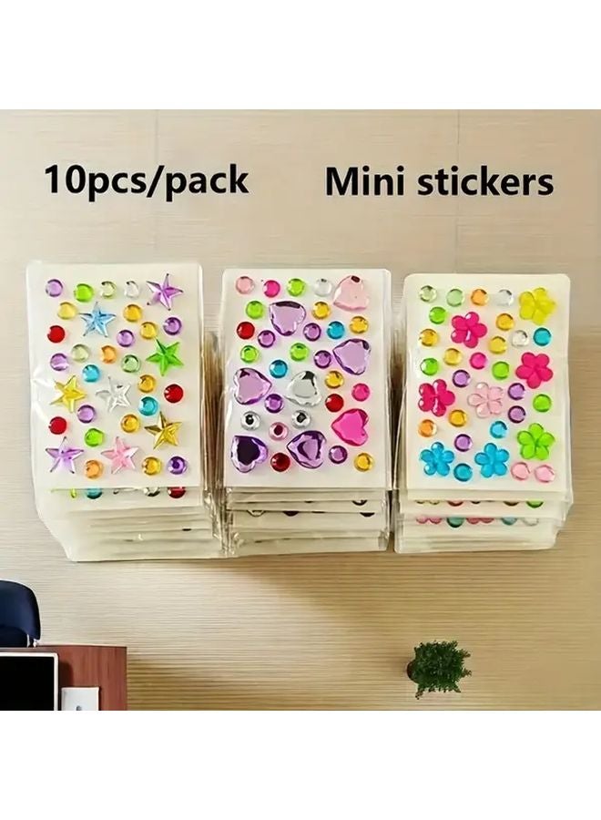 10pcs Sparkling Rhinestone Gemstone Stickers DIY Decoration Colorful Shapes - Image 2