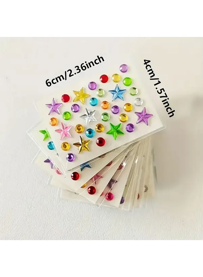 10pcs Sparkling Rhinestone Gemstone Stickers DIY Decoration Colorful Shapes - Image 4