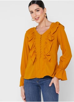 Ruffle Detail Solid Top