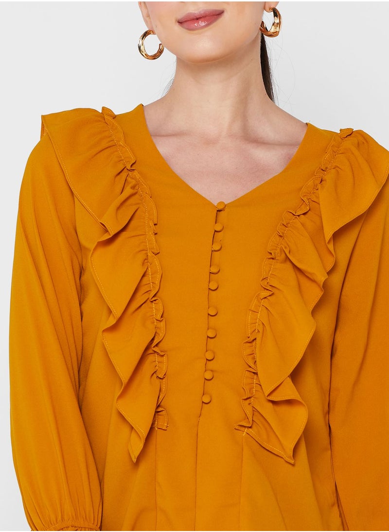 ELLA - Ruffle Detail Solid Top - Image 1