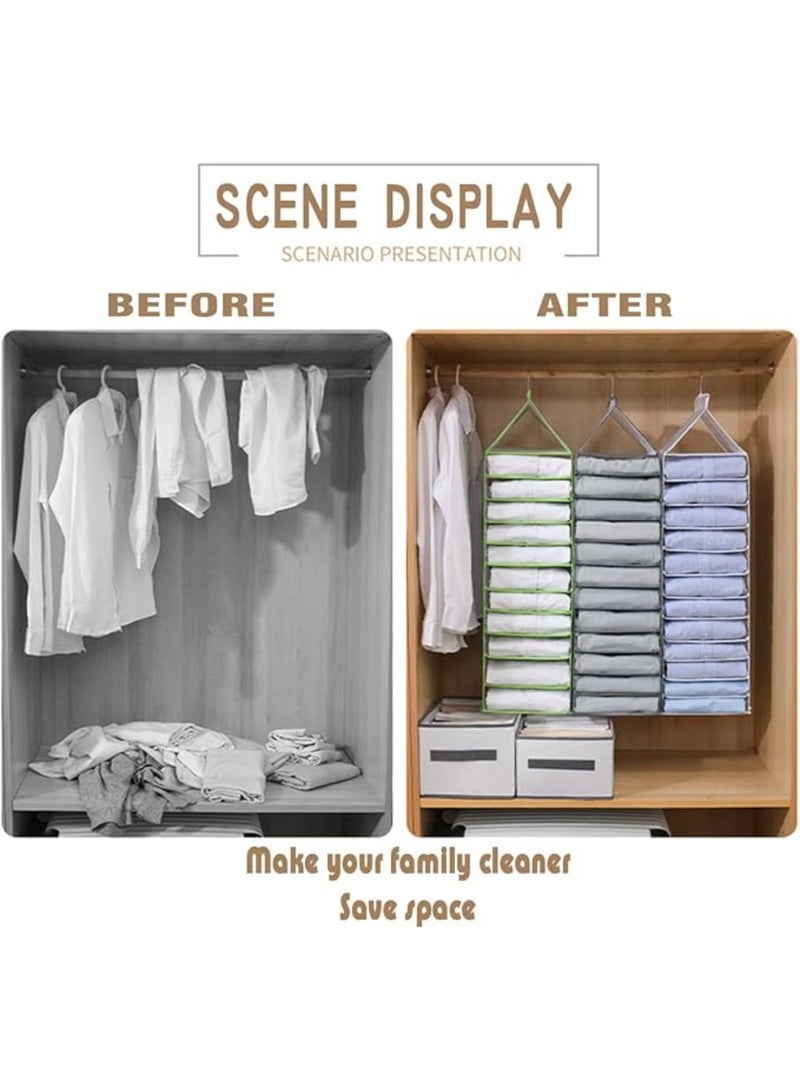 2 Packs Yoga Legging Storage Organizer Hanging, Closet Hanging Shelf Short Clothes Storage Shelf, 12 Shelves Foldable Hanging Closet Organizer for T-Shirt, Towel (2 White) - Image 5