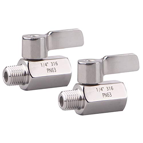 DERNORD Stainless Steel Ball Valve Mini Valve 1/4" NPT Female x Male Thread (Pack of 2) - Image 1