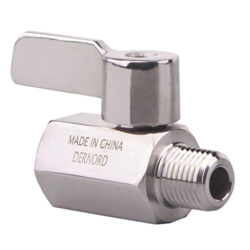 DERNORD Stainless Steel Ball Valve Mini Valve 1/4" NPT Female x Male Thread (Pack of 2) - Image 5