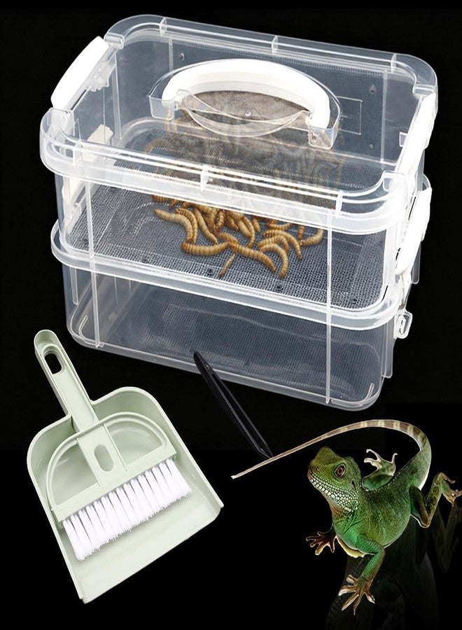 DQITJ 1 Pack Mealworms Breeding Kit Mealworms Keeper with Tweezers to Breed Mealworms Super Worms Crickets Dubia (Side Ventilation Style) - Image 1