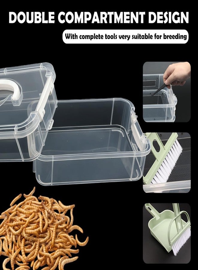 DQITJ 1 Pack Mealworms Breeding Kit Mealworms Keeper with Tweezers to Breed Mealworms Super Worms Crickets Dubia (Side Ventilation Style) - Image 2