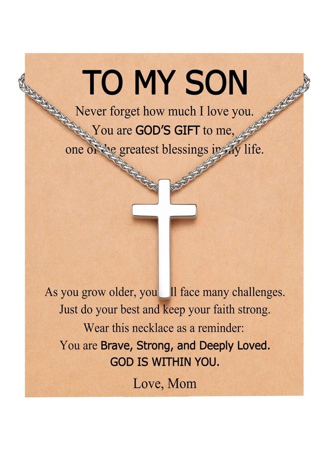 BxkSky Cross Necklace for Boys Easter Basket Stuffers Teenage Teen Boys Gift Ideas 8 12 14 11 13 15 9 10 Year Old Birthday Christian Confirmation Baptism First Communion Gifts for Kids Son from Mom - Image 1