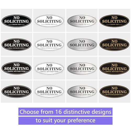 MongFun House Door No Soliciting Sign Metal, 2 Pack Silver Color 7.0 x 3.0 inches, Self-Adhesive Modern Design Aluminum Signs for Office Home Business Company, Waterproof and Weather Resistant - Image 4