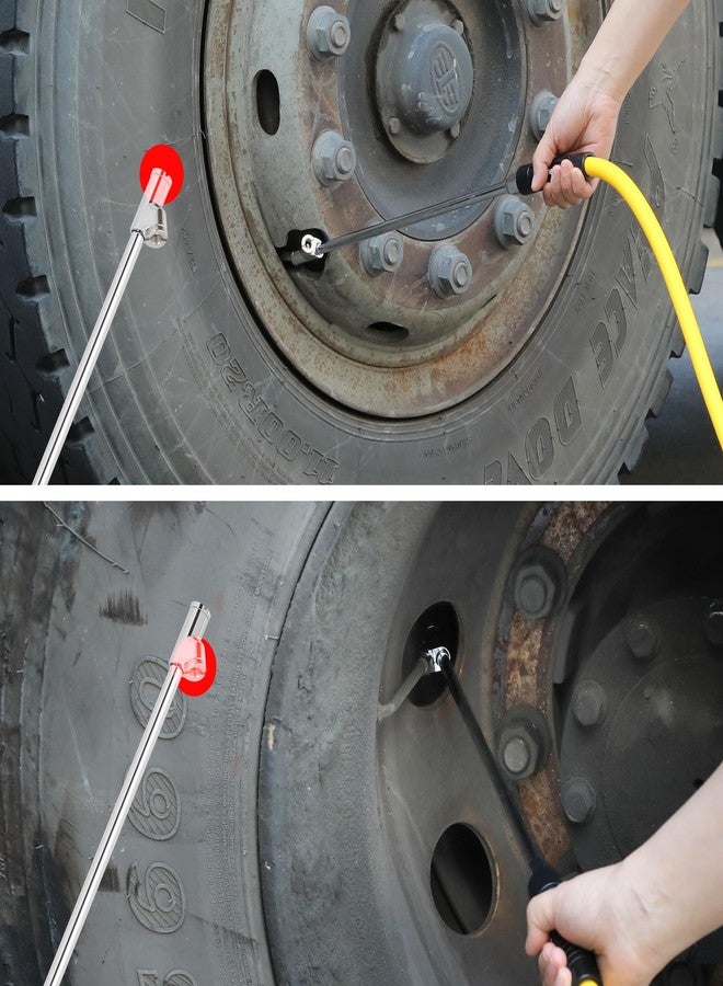 Hromee Semi Truck Glad hand Tire Inflator Kit 3/8 in. x 50 ft. Hose with Universal Glad hand and 13 inch Extended Reach Dual Foot Locking Air Chuck, Air Hose Tire Inflator Kit - Image 2