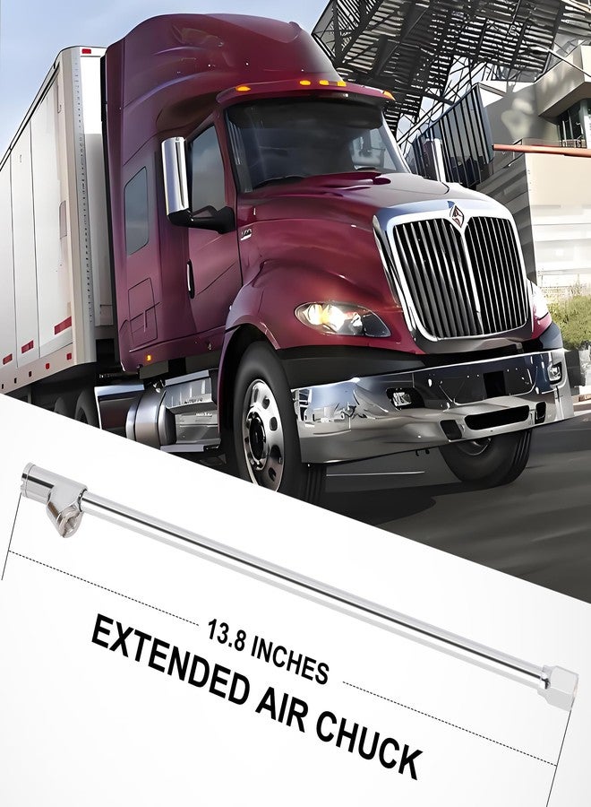 Hromee Semi Truck Glad hand Tire Inflator Kit 3/8 in. x 50 ft. Hose with Universal Glad hand and 13 inch Extended Reach Dual Foot Locking Air Chuck, Air Hose Tire Inflator Kit - Image 4