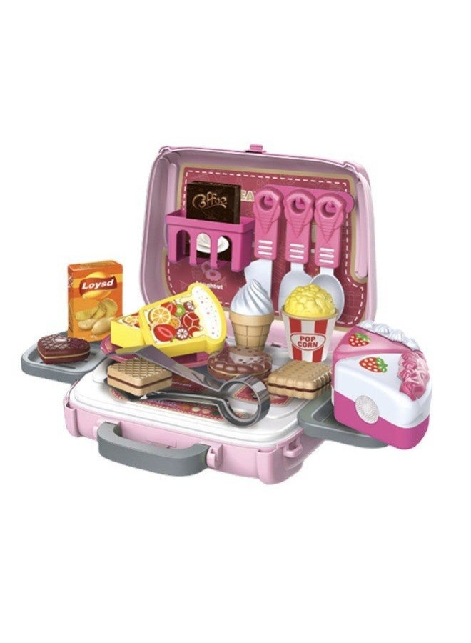 Children's Playhouse Simulation Hamburg Toolbox Cosmetics Handbag Crossbody Bag Boys And Girls Educational Toys-Color:Dessert Tote  - Image 1