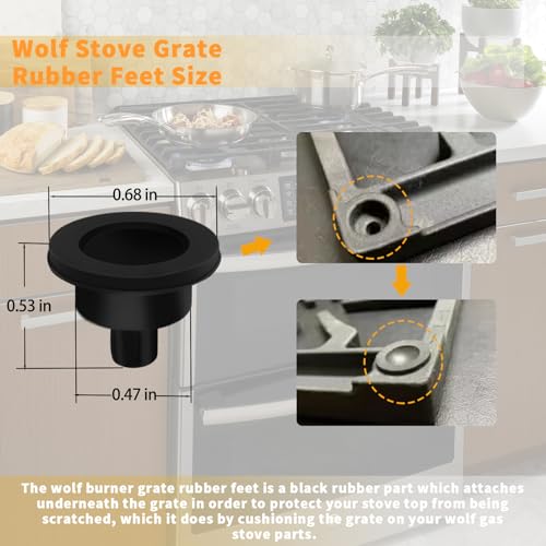Allstare 815689 Grate Rubber Feet for Wolf CT Gas Cooktop, GR Series Gas Range Burner Grate Pad Range Parts Wolf Gas Cooktop Burner Grate Feet Bumpers Also Fit Other Brand Stove 12 Pack - Image 2