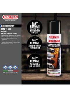 MAFRA 3 Pieces MA-FRA Deca Flash 250ML Tar Remover Spray – Powerful Car Adhesive Residue Cleaner Micro-Abrasion Protection Easy Spray Application Italian Formula for Tar Spots, Glue, Stubborn Residues Safe on Car Paint  - Image 3