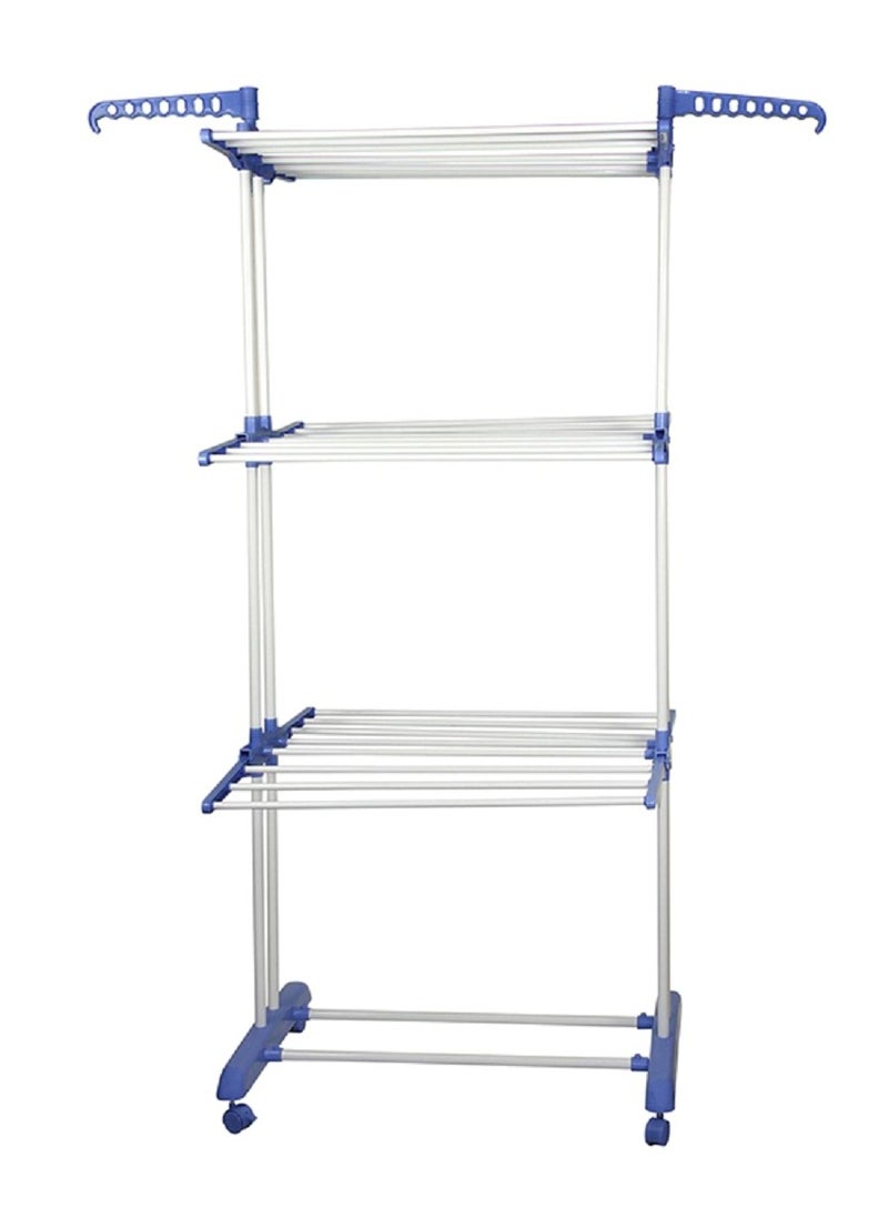 Generic Three Layer Clothes Rack Hanger With Wheels White/Blue Medium  - Image 1