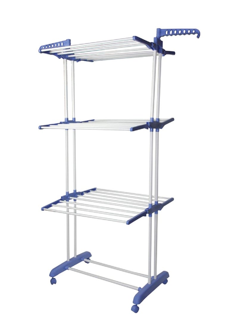 Generic Three Layer Clothes Rack Hanger With Wheels White/Blue Medium  - Image 2