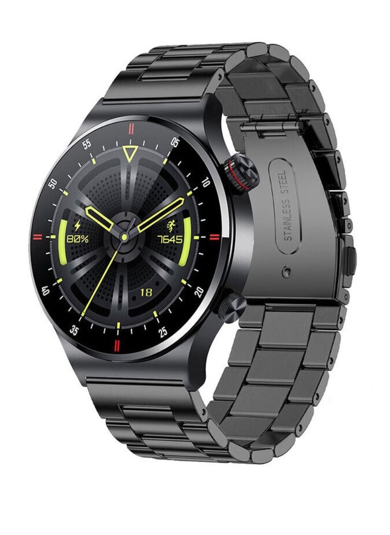 miYou Bluetooth Call Stainless Steel Men Sports Fitness Tracker IP67 Waterproof Smartwatch For IOS Android Black  - Image 1