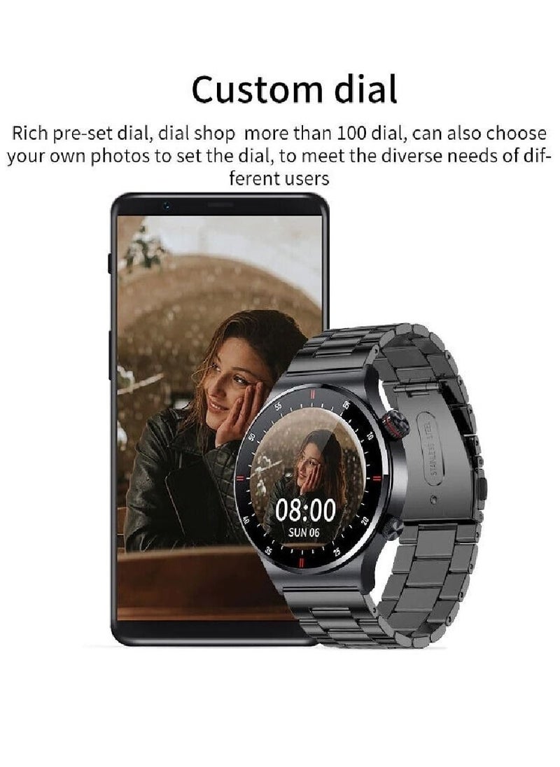 miYou Bluetooth Call Stainless Steel Men Sports Fitness Tracker IP67 Waterproof Smartwatch For IOS Android Black  - Image 2