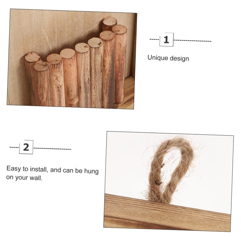 Brown Wooden Wall Hanging Rustic Pendant Art Decor For Living Room Easy Install - Image 4