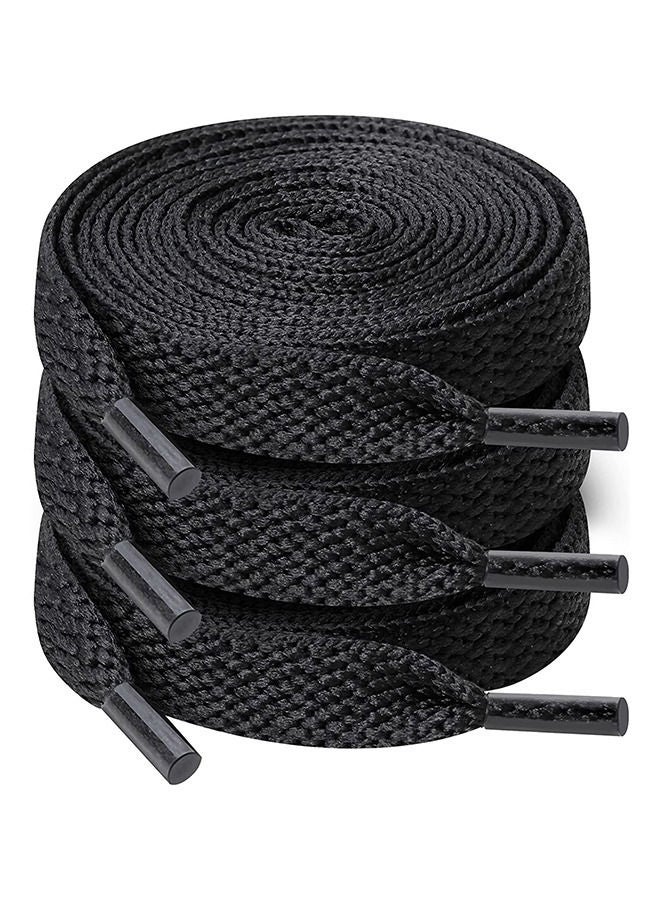 Depend 3 Pair Black Shoelaces, Flat Shoe laces, Wide Shoelaces for Athletic Running Sneakers Shoes Boot Strings - Image 1