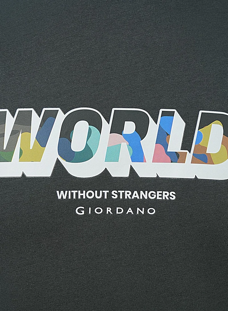 GIORDANO  Men's Slim Fit Cotton Jersey Crew Neck Print Tee | WWS Graphic for Men | Best Price UAE