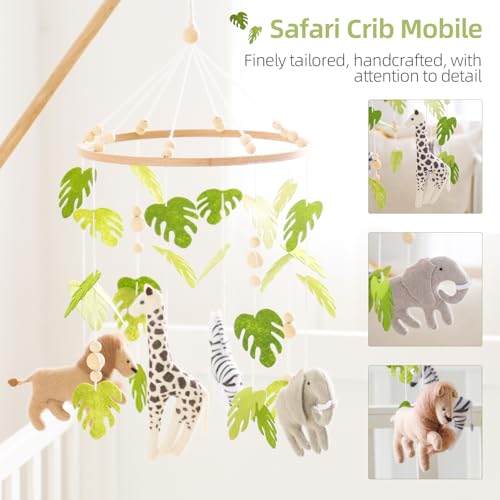 let's make Baby Mobile for Crib Safari Nursery Mobile Handmade Jungle Baby Mobile Woodland Nursery Decor Forest Animals Crib Accessories with Lion Elephant Zebra Giraffe - Image 2