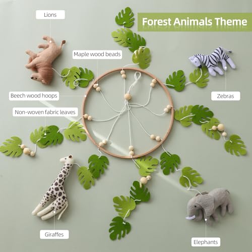 let's make Baby Mobile for Crib Safari Nursery Mobile Handmade Jungle Baby Mobile Woodland Nursery Decor Forest Animals Crib Accessories with Lion Elephant Zebra Giraffe - Image 4