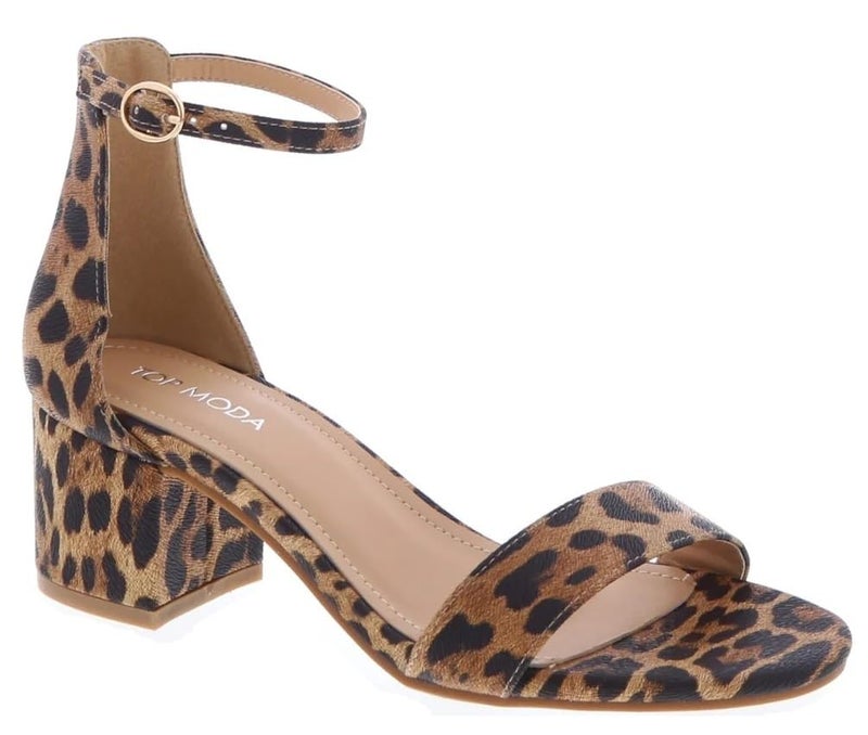 Top Moda Darcie-1 Ankle Strap Dressy High Heel Sandal, Non-slip Sole, For Wedding, Party, Prom, Evening Wear, or Any Occasion, Sleek Style Block Heel Sandals, Leopard, 8 - Image 1