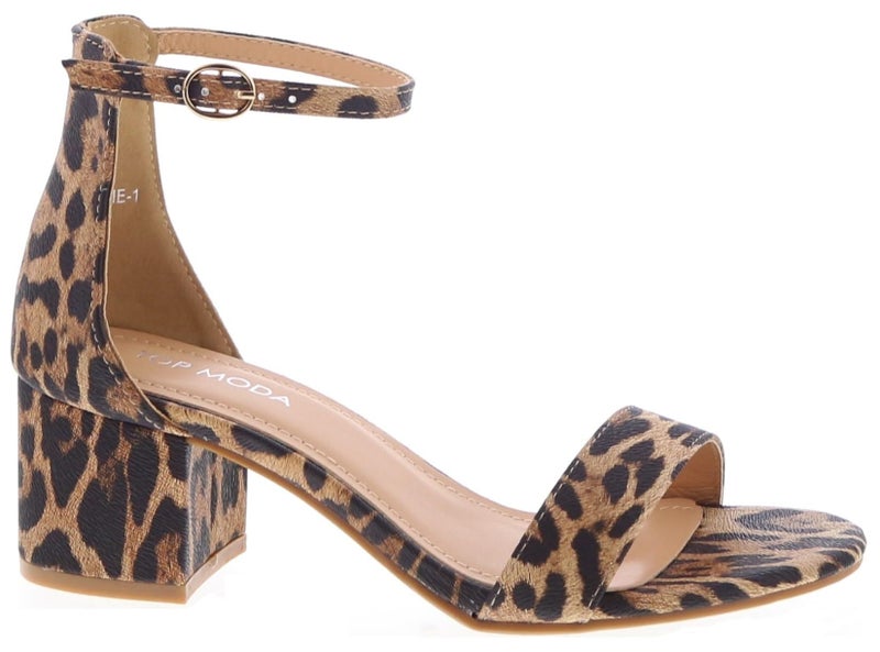 Top Moda Darcie-1 Ankle Strap Dressy High Heel Sandal, Non-slip Sole, For Wedding, Party, Prom, Evening Wear, or Any Occasion, Sleek Style Block Heel Sandals, Leopard, 8 - Image 4