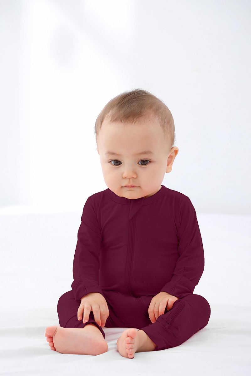 GUISBY Rayon Footless Baby Pajamas, 2 Way Zipper Long Sleeve Sleeper Pack of 3 6-12 Months - Image 5