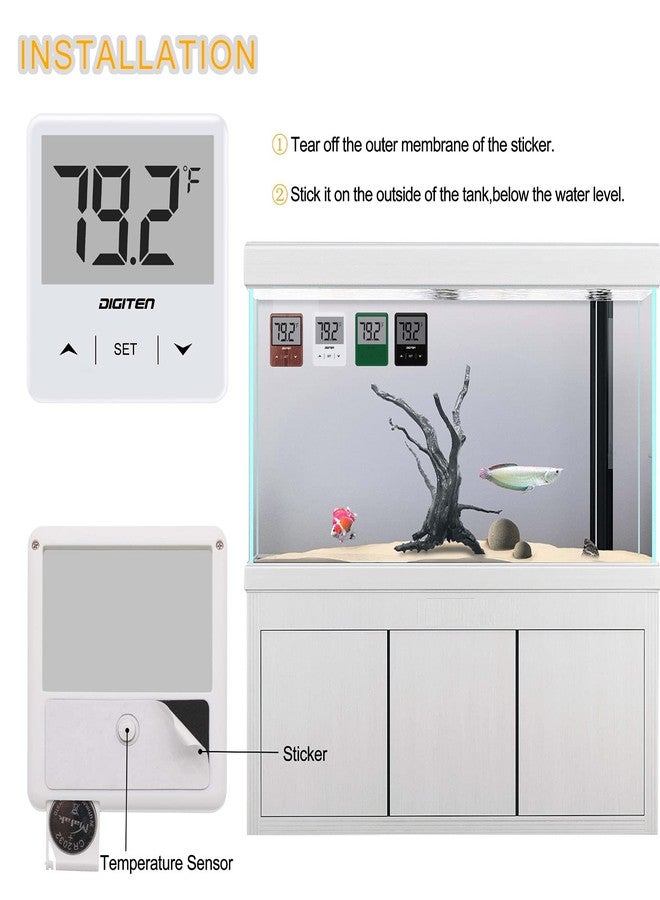 مقياس حرارة رقمي لحوض السمك من ديجيتن، مزود بشاشة LCD كبيرة، يُلصق على سطح الماء، يُستخدم لقياس درجة حرارة الزواحف والسلاحف والبرمائيات. - Image 5