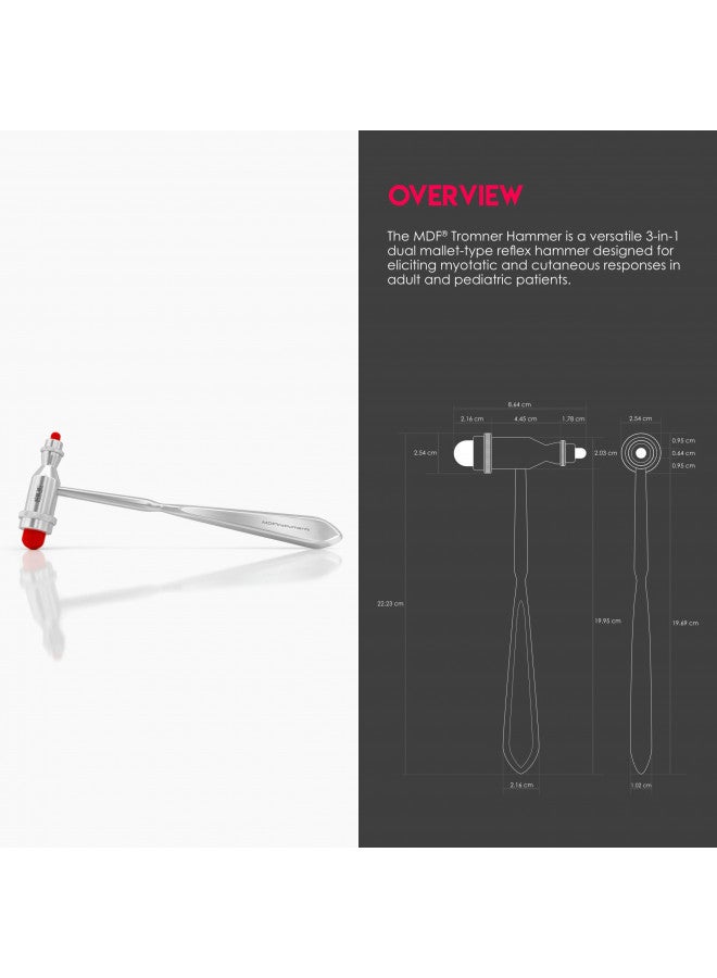 MDF Instruments, Tromner Neurological Reflex Hammer with Pointed tip Handle for cutaneous and Superficial responses - Free-Parts-for-Life & Lifetime Warranty - Red (MDF555-02) - Image 2