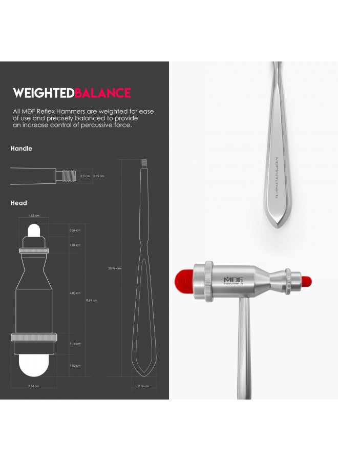 MDF Instruments, Tromner Neurological Reflex Hammer with Pointed tip Handle for cutaneous and Superficial responses - Free-Parts-for-Life & Lifetime Warranty - Red (MDF555-02) - Image 4