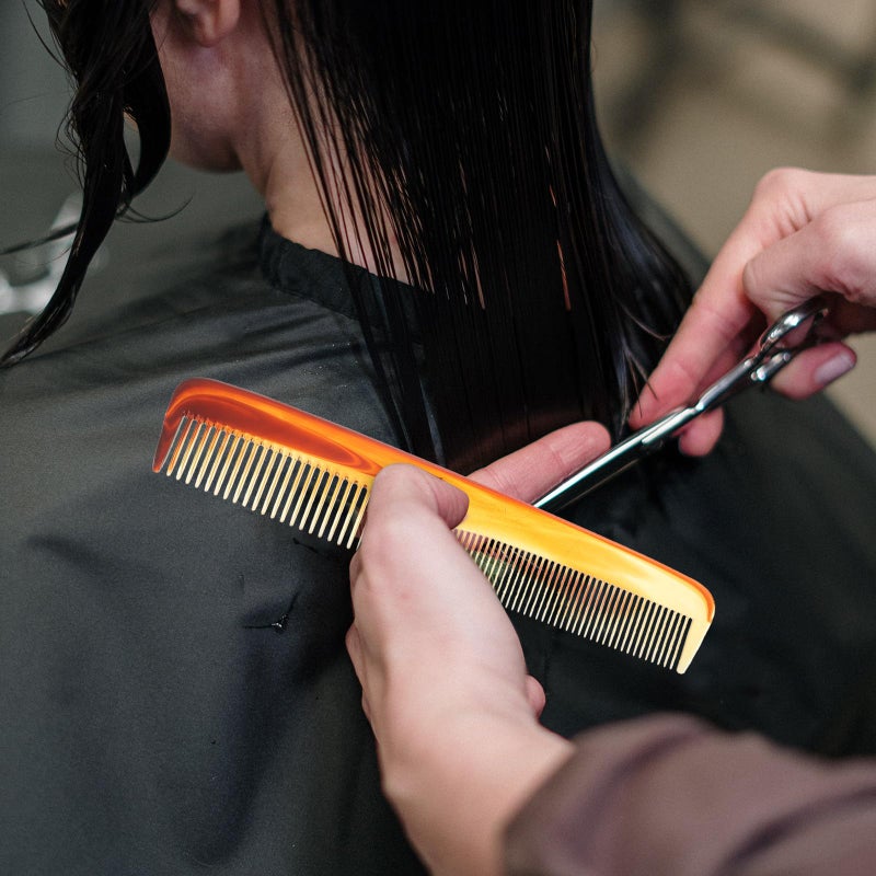 Amber Plastic Hair Clipper Comb With Fine And Wide Teeth For Men Styling And Beard Grooming - Image 4