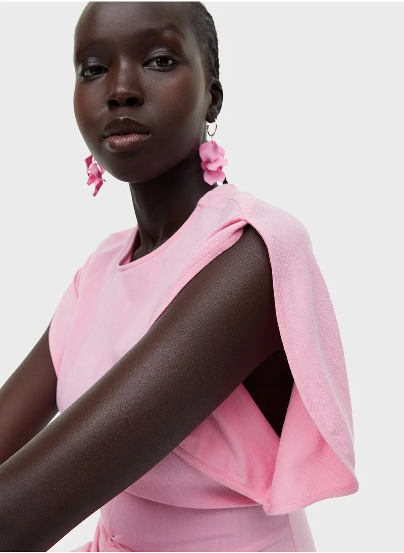 H&M Slit Sleeve Ruched Detail Dress