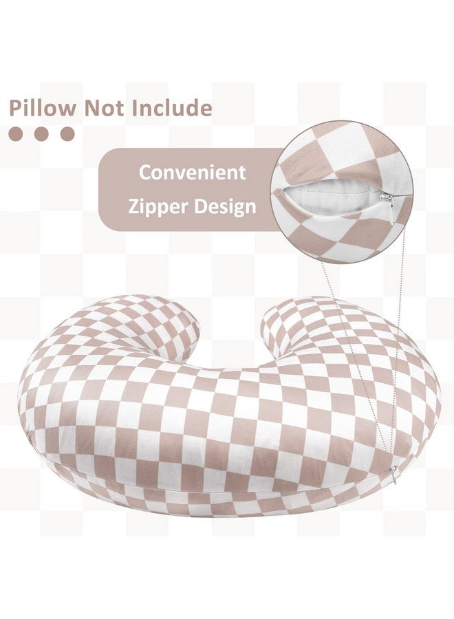 DILIMI 2 Pack Nursing Pillow Cover, Stretchy Removable Case for Breastfeeding Pillows, Ultra Soft Comfortable Slipcover for Baby Girl and Boy, Green and Brown Checkered - Image 3
