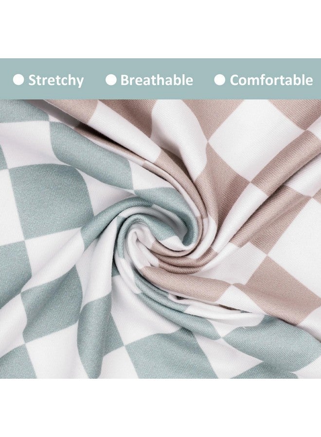 DILIMI 2 Pack Nursing Pillow Cover, Stretchy Removable Case for Breastfeeding Pillows, Ultra Soft Comfortable Slipcover for Baby Girl and Boy, Green and Brown Checkered - Image 2