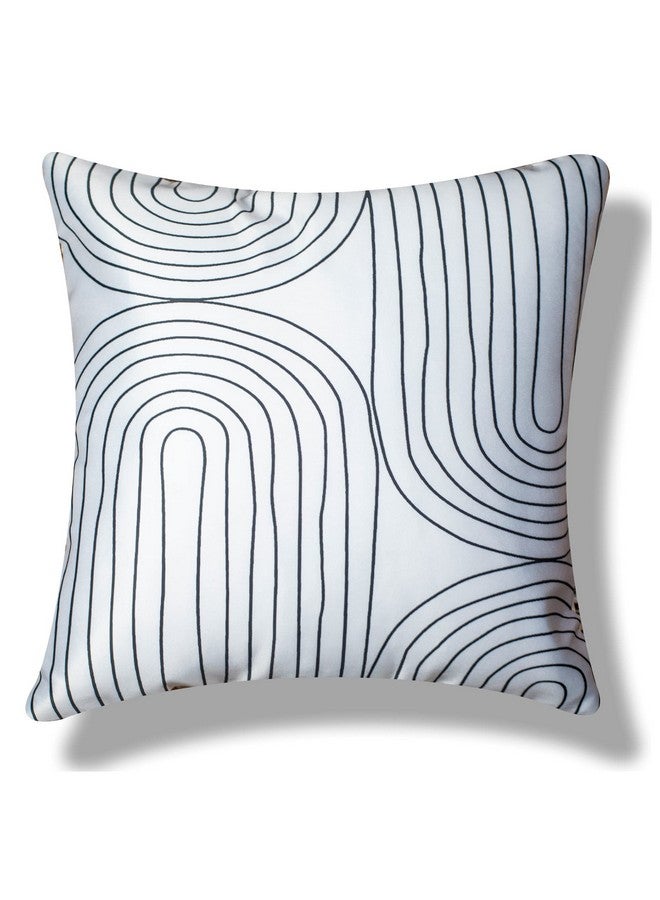 Vendola Vendola Decorative Satin Sofa Cushion Covers Set of 5, 24 inch x 24 inch, Sofa Cushion Pillow Cover, White and Grey, Zipper Closure (Monochrome, 24X24 Inches) - Image 4