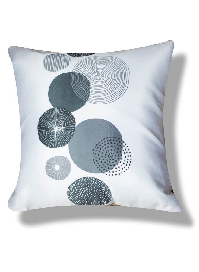 Vendola Vendola Decorative Satin Sofa Cushion Covers Set of 5, 24 inch x 24 inch, Sofa Cushion Pillow Cover, White and Grey, Zipper Closure (Monochrome, 24X24 Inches) - Image 3