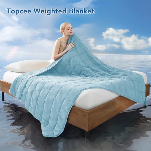 Topcee Weighted Blanket for Adults (15 lbs, 48" x 72") Twin Size Soft Cooling Heavy Blanket Sleeping, Apply to 130-160 lbs Body, Thick Breathable Blanket with Glass Bead, Easy Care - Image 2