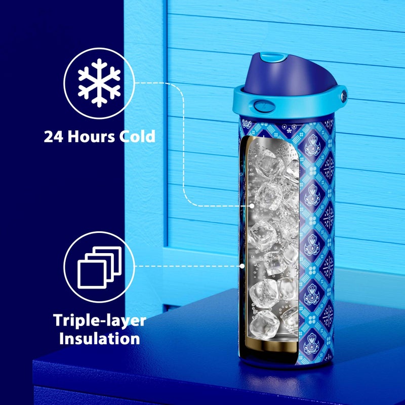 Meoky 24 Oz Insulated Water Bottle For Men: Meoky Stainless Steel Water Bottle With Holder And Shoulder Strap - Leak Proof  Cold For 24 Hours  Fits In Car Cup Holder  Bpa-Free For Sports Travel  Blue Faith - Image 4
