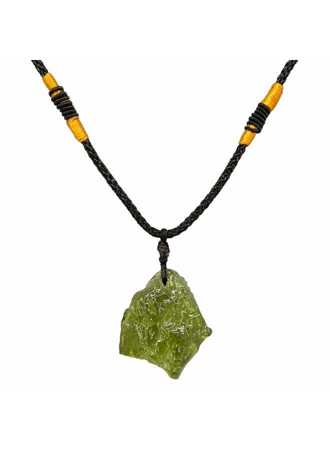 enhong Moldavite Crystal Necklace for Men Women, Handmade Irregular Stone Pendant Crystal Energy Stone - Image 1