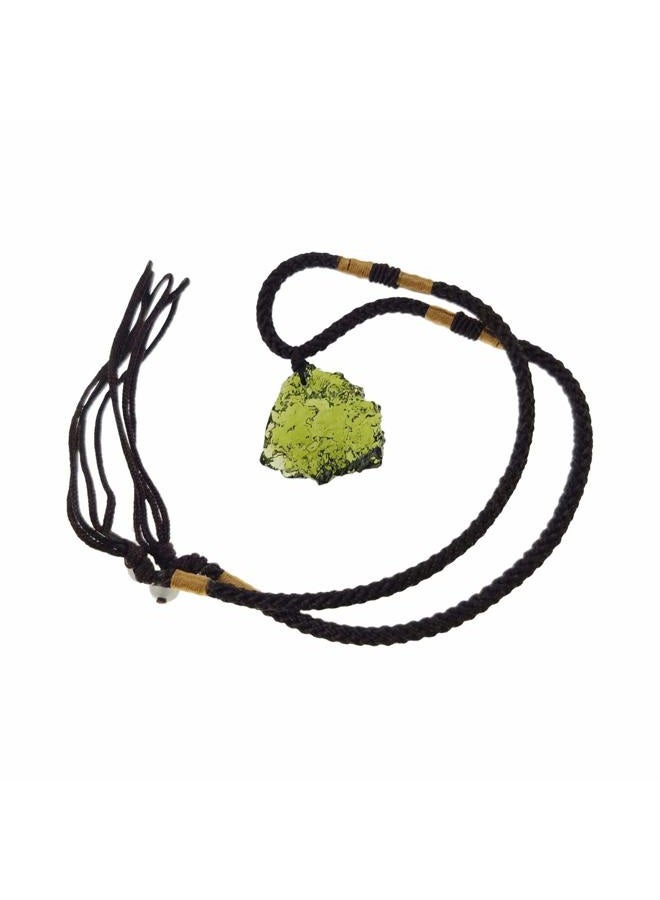 enhong Moldavite Crystal Necklace for Men Women, Handmade Irregular Stone Pendant Crystal Energy Stone - Image 4