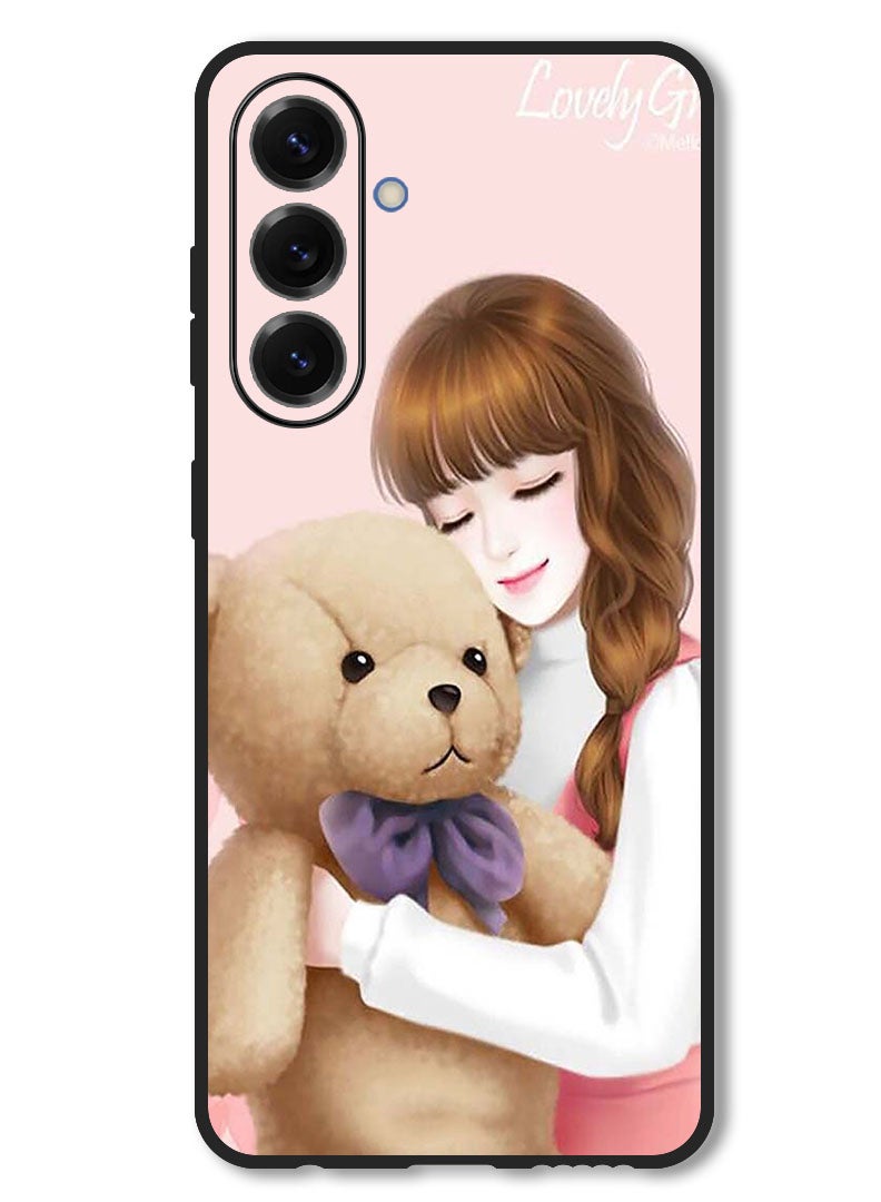 Theodor Case Compatible with Samsung Galaxy F56 6.74 Inch Protection Shockproof Bumper Cover Lovely Girl Witih Teddy - Image 1