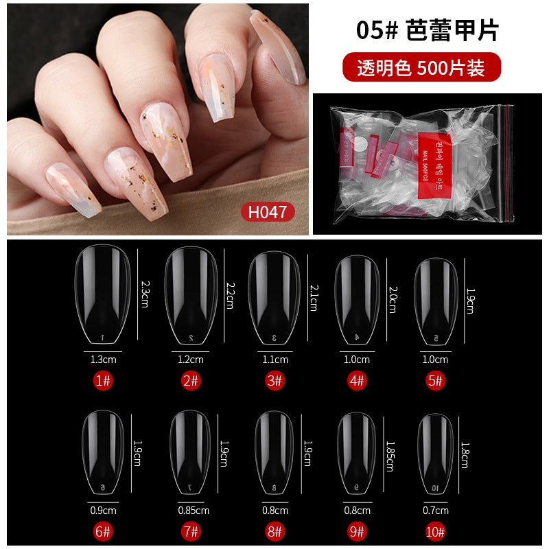 Generic hot-cut nail art natural transparent fake nail extension patch nail shop special nail art factory wholesale5# ballet nail (transparent color) 5# ballet nail (transparent color)