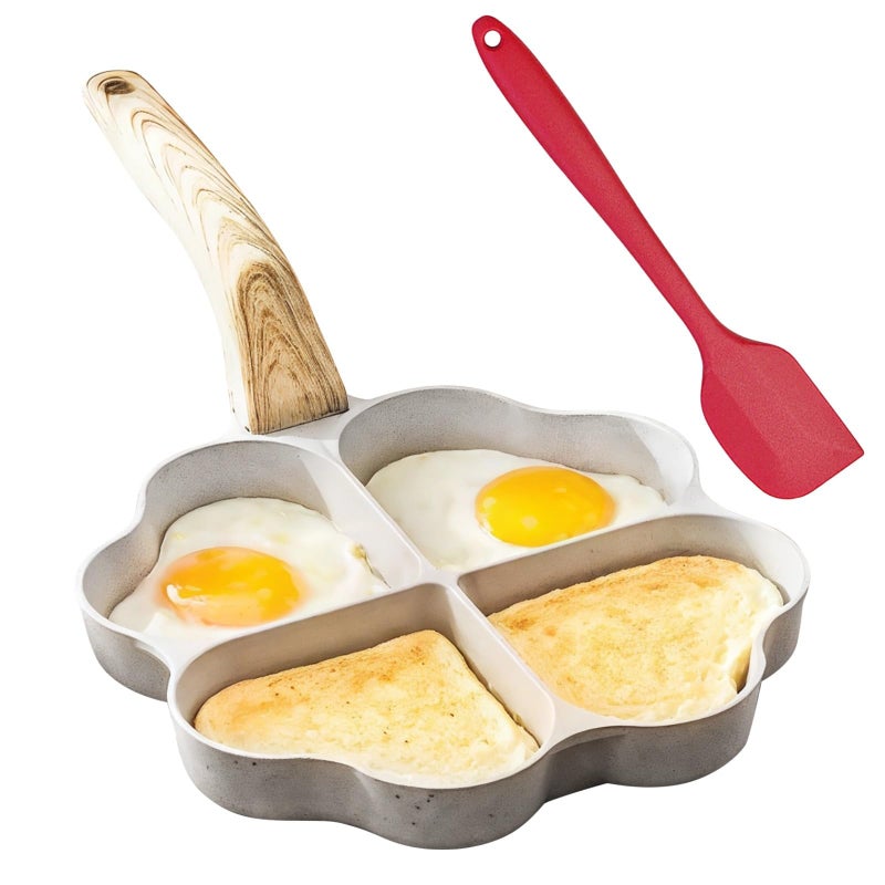 Nonstick Heart Shaped 20cm Aluminum Egg Pan Induction Gas Cooktop White - Image 2
