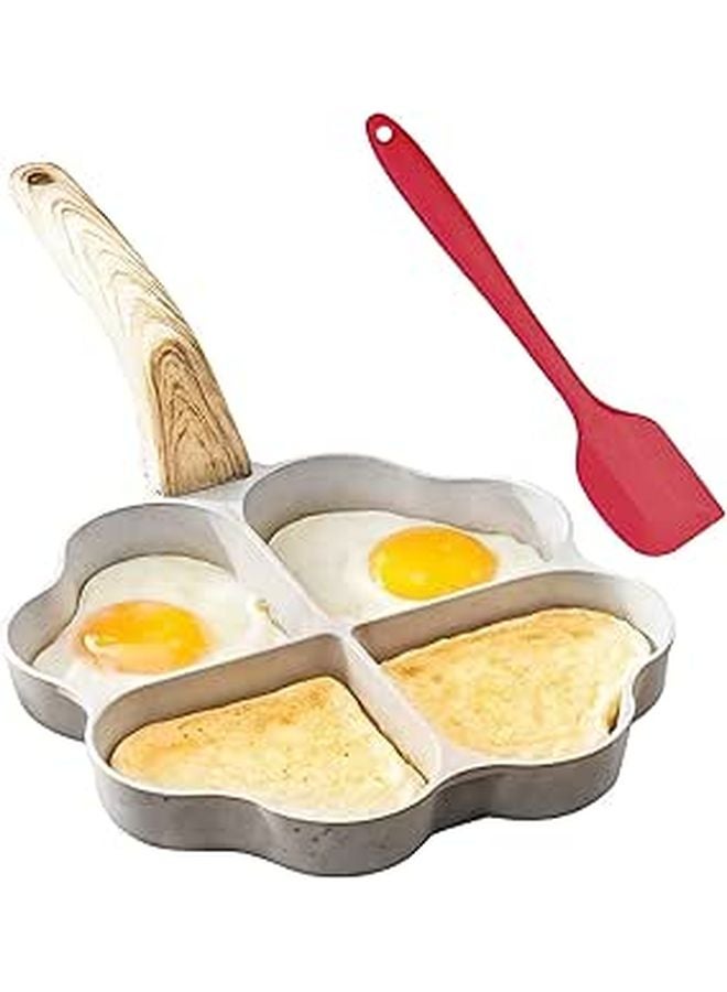 Nonstick Heart Shaped 20cm Aluminum Egg Pan Induction Gas Cooktop White - Image 1