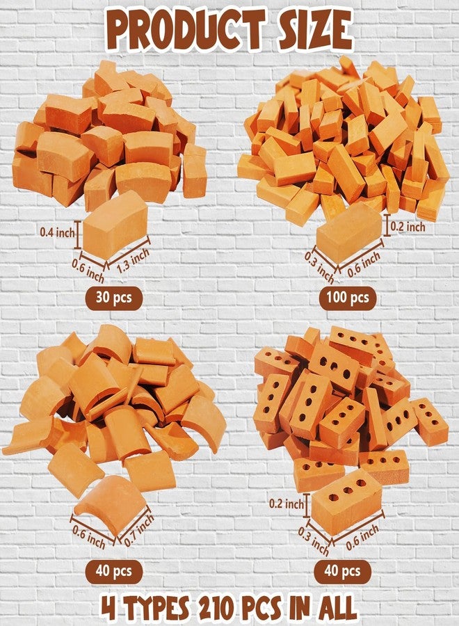 Warmtree 210 Pcs Mini Bricks for Landscaping 1/12 Small Miniature Tiny Model Wall Bricks for Crafts, Realistic Fake Blocks for Miniature House Kit Fairy Garden Accessories - Image 2
