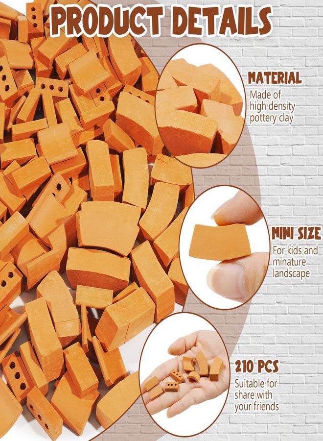 Warmtree 210 Pcs Mini Bricks for Landscaping 1/12 Small Miniature Tiny Model Wall Bricks for Crafts, Realistic Fake Blocks for Miniature House Kit Fairy Garden Accessories - Image 3